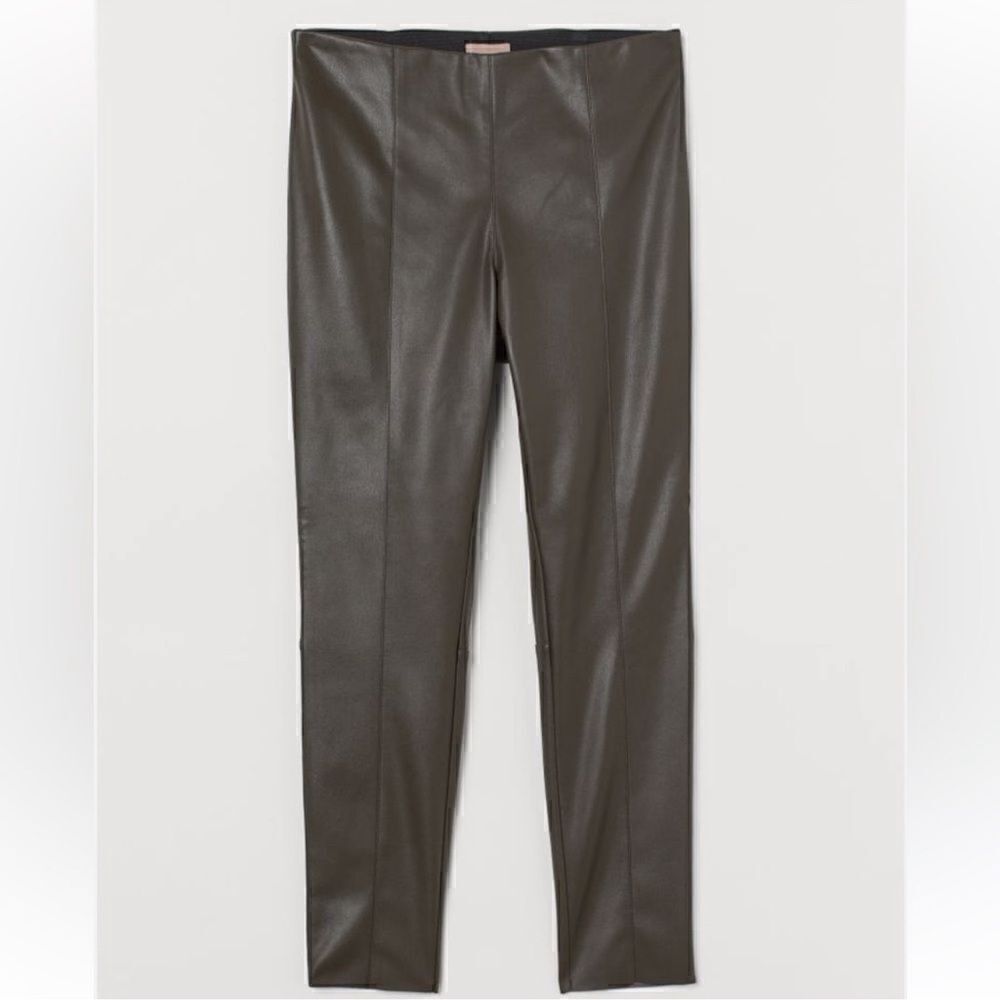 H&M Dark Green Faux Leather LeggingsPants(Size 10)